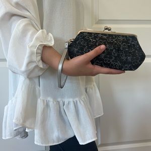 Authentic Coach Clutch- black and silver